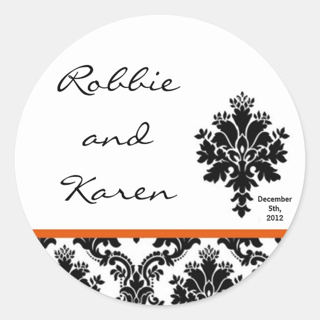 Stickers 6 - 3" Favoriser Black Orange Damask Lace (Devant)