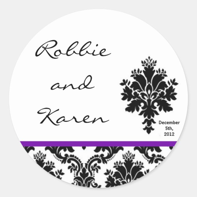 Stickers 6 - 3" Favoriser Black Purple Damask Lace (Devant)