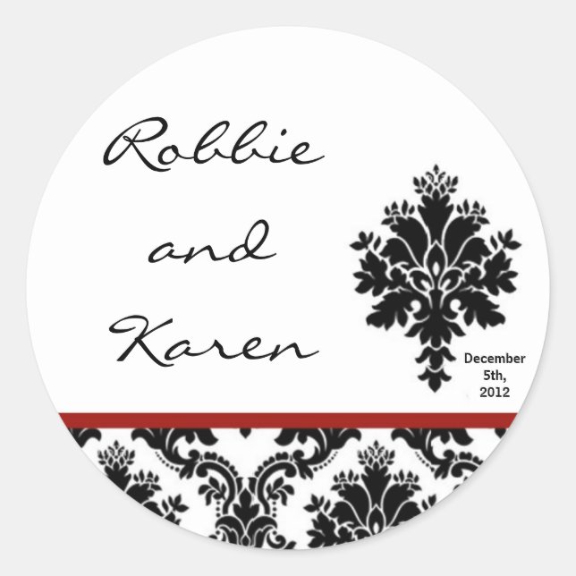 Stickers 6 - 3" Favoriser Black Red Damask Lace (Devant)