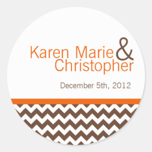 Stickers 6 - 3" Favoriser Brown Orange Nom Chevron