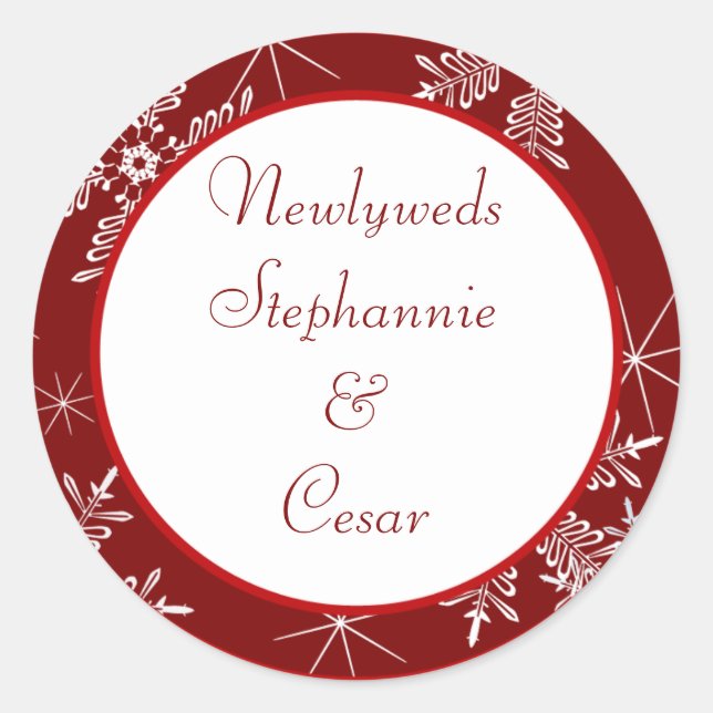 Stickers 6 - 3" Favoriser Noël Snowflakes rouge (Devant)