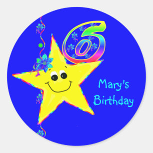Stickers 6 Anniversaire de fête Sourires étoiles