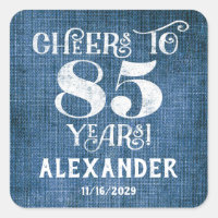 Stickers 85th Birthday Blue Linen Merci Favor