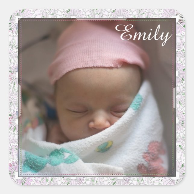 Stickers à contour rose pour bébé personnalisée (Devant)