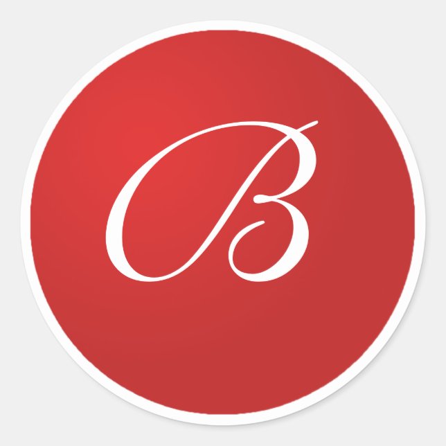 Stickers à enveloppe B Monogramme rouge et blanc (Devant)