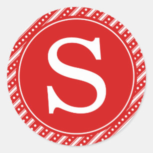 Stickers à enveloppe rouge de Noël avec Monogramme