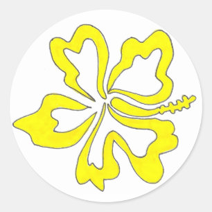 Stickers à fleurs d'Hibiscus Tropical Jaune