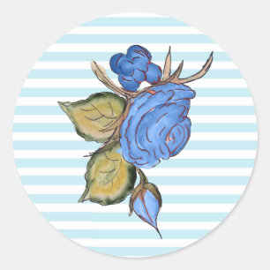 Stickers à rayures de fleurs bleues