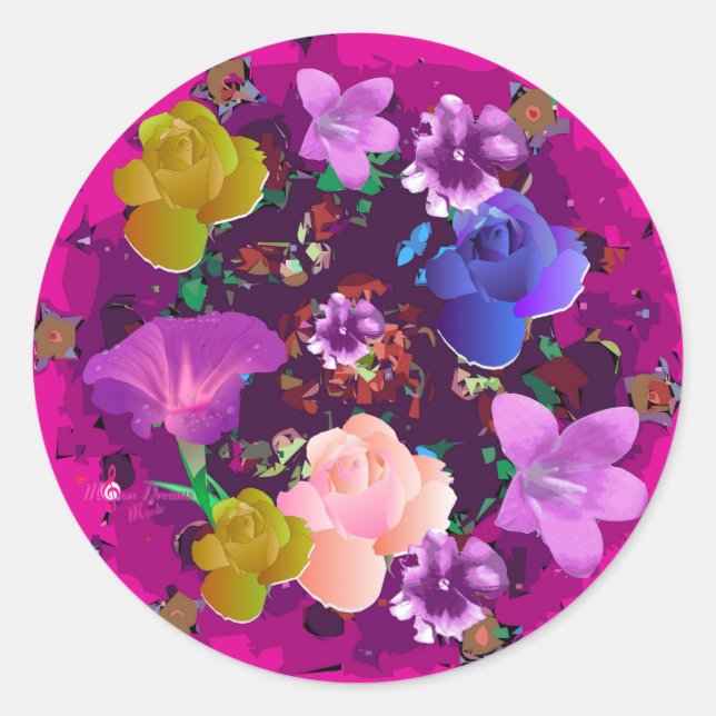 Stickers Abstraits floraux vifs rose (Devant)