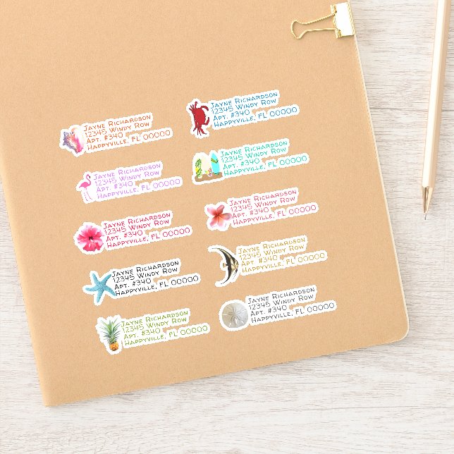 Stickers Adresse de retour d'images tropicales (Carnet)