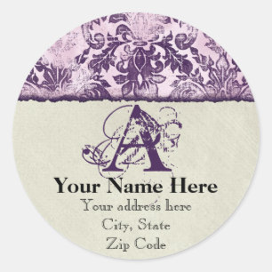 Stickers Adresse Fleur di Lys Damask Lilac