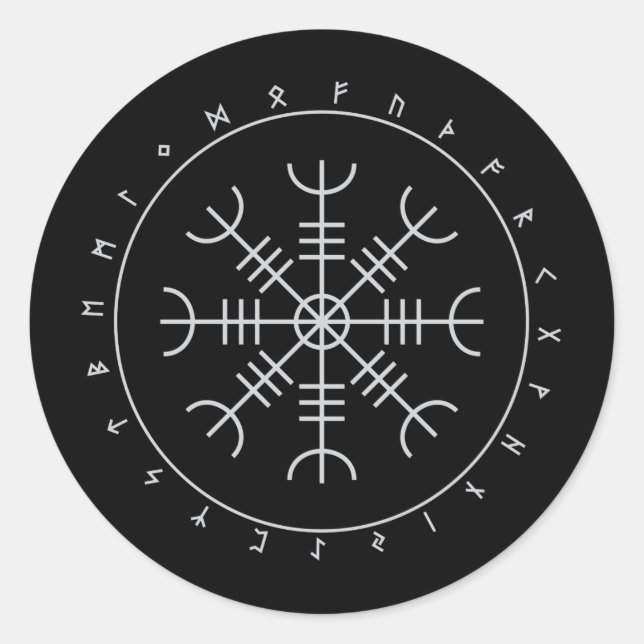 Stickers Aegishjalmr Runes (Round) (Devant)