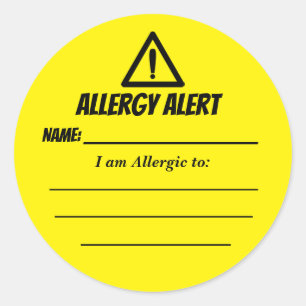 Stickers Alerte allergique pour garderie, école du