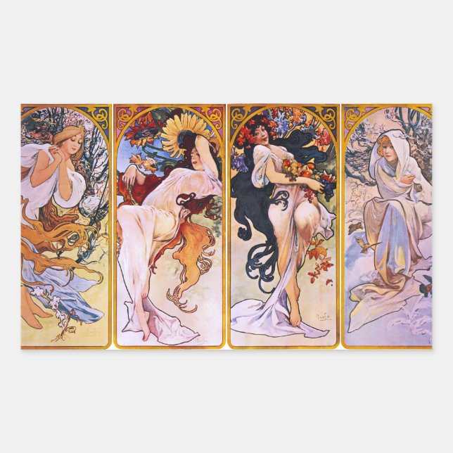 Stickers Alphonse Mucha Four Seasons (Devant)