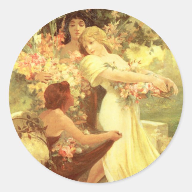 Stickers Alphonse Mucha Spirit of Spring (Devant)