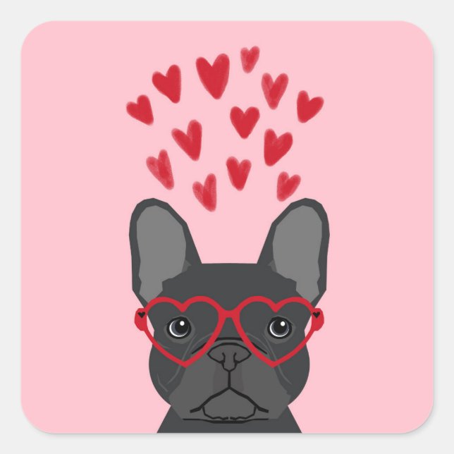 Stickers Amour Bulldog français - chien mignon (Devant)