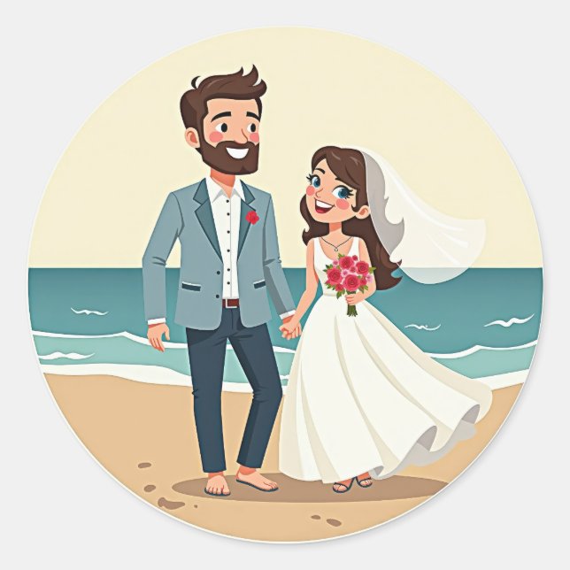 Stickers Amour Mariage Plage (Devant)