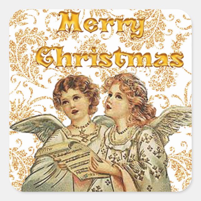 Stickers Ange de Noël pour sceller vos enveloppes (Devant)