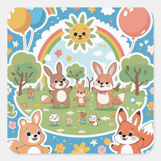 Stickers animaux mignons pour enfants - Zoo de des (Devant)