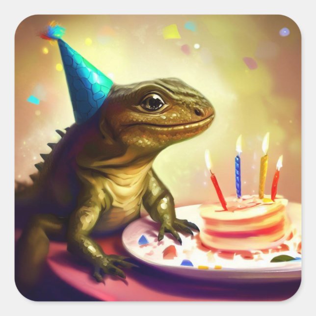 Stickers Anniversaire avec Lizard et Gâteau (Devant)