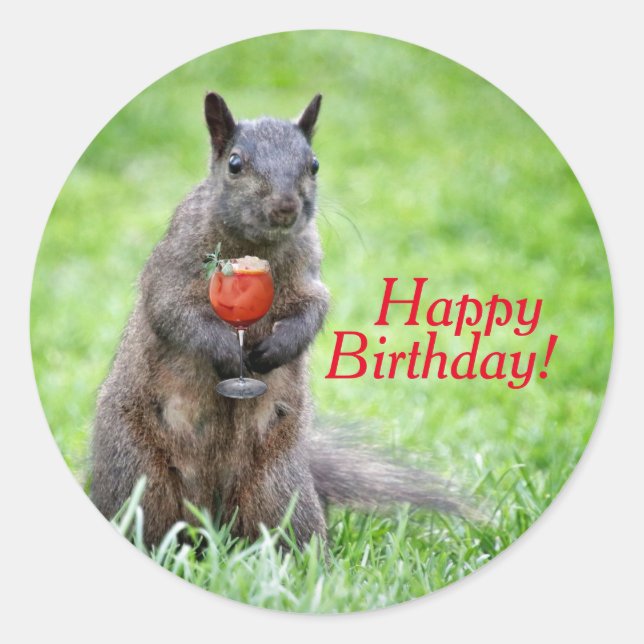 Stickers Anniversaire de l'écureuil de fête (Devant)