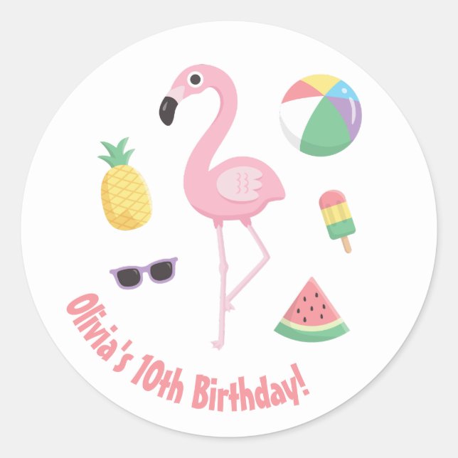 Stickers Anniversaire du Flamant rose d'ananas Lua (Devant)