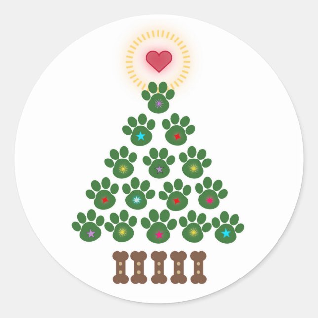 Stickers Arbre de Noël Empreinte de patte (Devant)