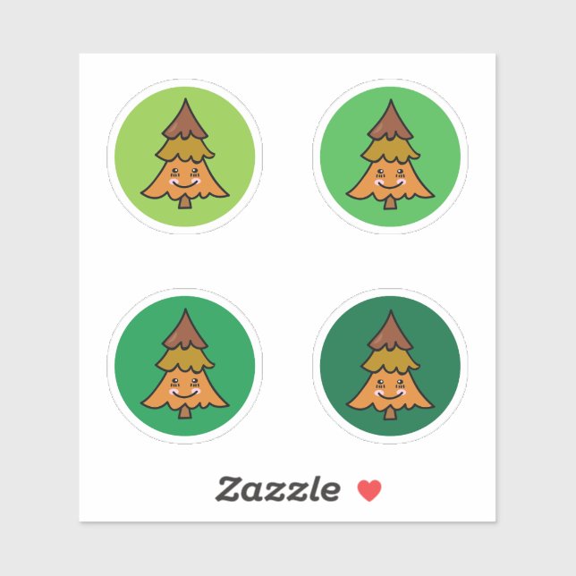 Stickers arbre forestier Kawaii Couleurs d'automne (Feuille)