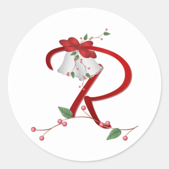 Stickers Argent Bells Initial R Round (Devant)