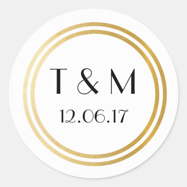 Stickers Art Déco 1920 Étiquette rond or blanc (Devant)