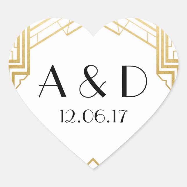 Stickers Art déco blanc & or 1920's Round Étiquett (Devant)