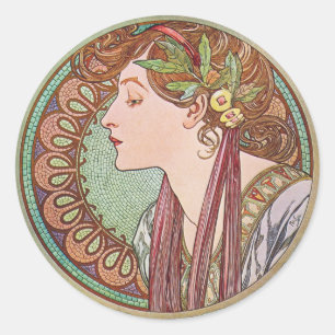 Stickers Art Nouveau Alphonse Mucha Laurel