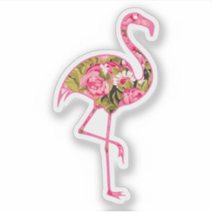Stickers autocollants à style floral Flamant rose