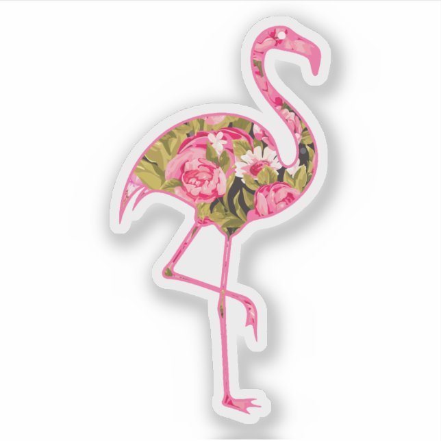 Stickers autocollants à style floral Flamant rose (Devant)