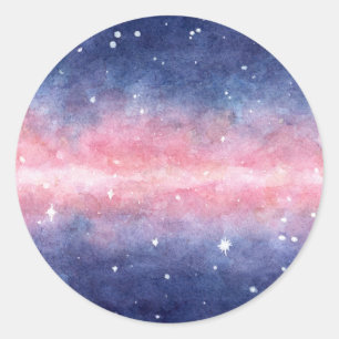 Stickers avec illustration de l'espace aquarelle
