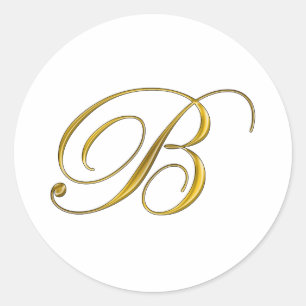 Stickers B initial de monogramme d'or