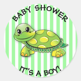 Stickers Baby shower à thème de la Tortue verte
