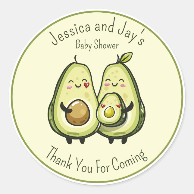 Stickers Baby shower Avocado (Devant)