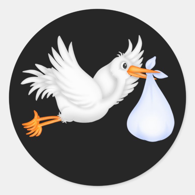Stickers Baby shower Black Blue Stork (Devant)