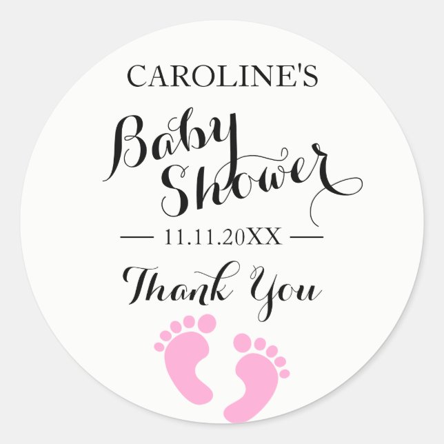 Stickers baby shower Blanc Pieds bébé Pink FILLE (Devant)