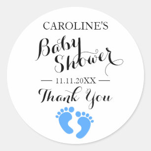 Stickers baby shower Blanc Pieds Bleu GARÇON