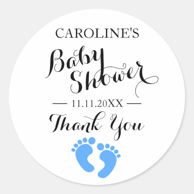 Stickers baby shower Blanc Pieds Bleu GARÇON (Devant)