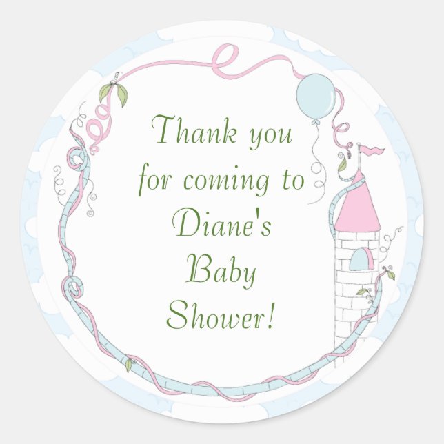 Stickers baby shower Bleu/Château 1 1/2" ou 3" (Devant)