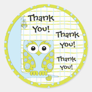 Stickers baby shower Bleu/Chouette 1 1/2" ou 3"