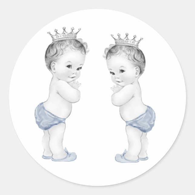 Stickers Baby shower Bleu Prince Boys Twin (Devant)