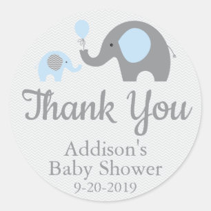 Stickers Baby shower Blue Elephant, Cercle