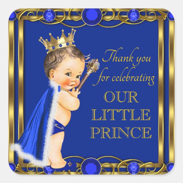 Stickers Baby shower Blue Gold Prince Jewel (Devant)