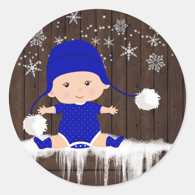 Stickers Baby shower Blue Snowflake (Devant)