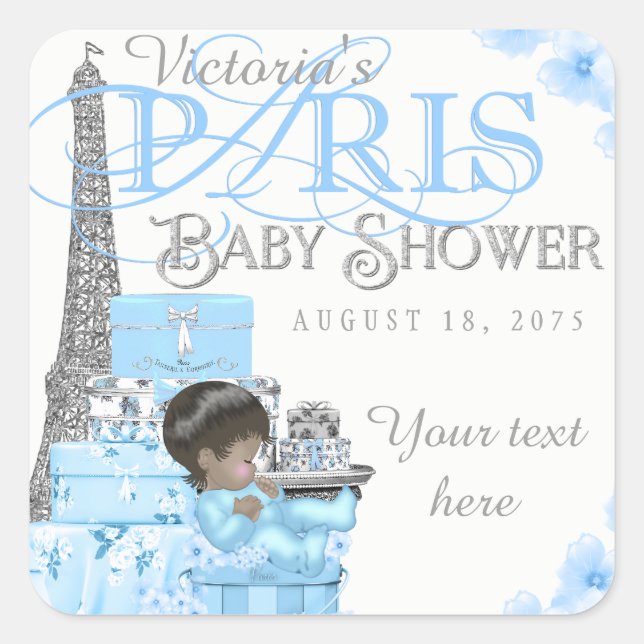 Stickers Baby shower Boy Paris (Devant)