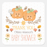 Stickers Baby shower Citrouille Twin Girl